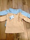 Next Baby Girls Yellow Blue Frill Tops Sweaters Jumpers 2 Pack Newborn Bnwt ??