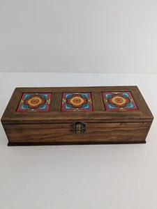 El Viejo Arte handgefertigte Schmuckschatulle aus Holz mit bemalten Fliesen Puerto Vallarta Mexiko - Bild 1 von 16