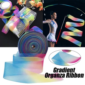 50 Yards Rainbow Gradient Color Ribbon Organza Chiffon Craft Gift Wrapping DIY - Picture 1 of 15