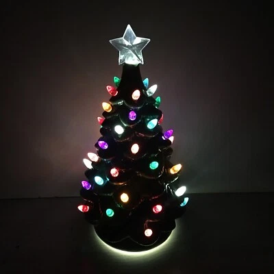 PreLit Ceramic Tabletop Christmas Tree Battery Power Green Mints 13.5” - Image 1 of 4