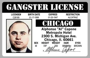 Al Capone Chicago Mafia Mafia Personalausweis Neuheit Führerschein Gangster - Bild 1 von 1