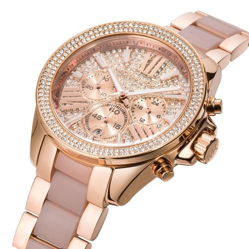 Orologio Donna Cronografo MICHAEL KORS MK6096 Wren Oro Rosa Cristallo Quadrante Pavè