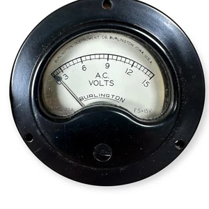 Vintage NOS Burlington Model 22A Volt Meter & Original Box 0-15V AC -Untested - Zdjęcie 1 z 4