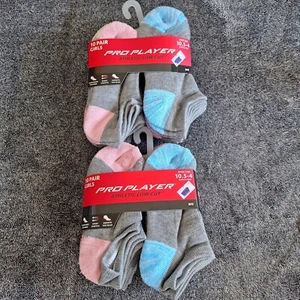 2 Pk 10 Pairs Girls Athletic Low Cut Socks 10.5-4 Smooth Toe Seam (20 Pairs) - Picture 1 of 4