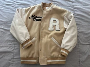Zara girls bomber leather jacket 11-12 years beige - Picture 1 of 6