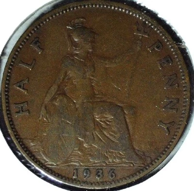 1936 UNITED KINGDOM HALF PENNY - KM # 837 - FC 470 - Image 1 of 4