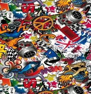 Wassertransferdruck Folie Stickerbomb 9 - 50cm breit - Bild 1 von 3