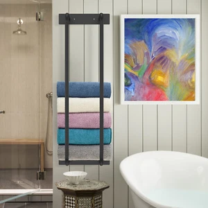 Wall Mounted Towel Rack Bathroom Towel Storage Organizer Metal Shelf Holder∆✽ - Picture 1 of 11