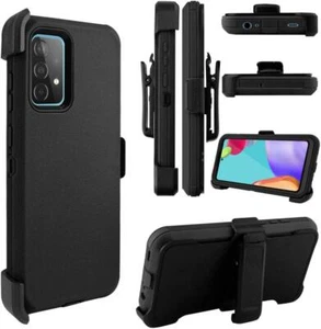 For Samsung Galaxy A52 A53 A54 A55 Shockproof Black Case Fits Otterbox Belt Clip - Picture 1 of 7
