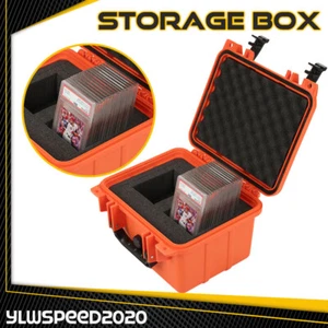 Orange Graded Card Storage Box Deep Travel Waterproof Case Slab Holder Protector - Picture 1 of 9