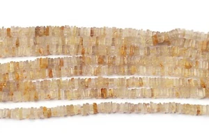 1 Strang 5-6 mm Natürlich Gold Rutil Heishi Glatt Quadrat Edelstein Perlen 16 Zoll - Bild 1 von 5