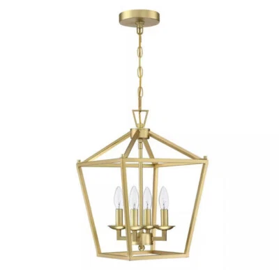 Hukoro Alfa 12 pulgadas Lámpara colgante enjaulada de 4 luces con acabado dorado suave Foto 1 de 2