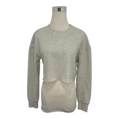 Sudadera recortada tostada para mujer Zara jersey cuello redondo manga larga pulóver talla S Foto 1 de 4