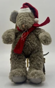 Vintage Eddie Bauer Mini Mouse Plush Stuffed Animal 8" w/ Scarf & Santa Hat - Picture 1 of 4