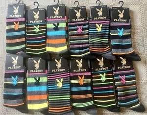 Bundle Of Men’s Playboy Bright Striped Socks Size 6-11 - Picture 1 of 8