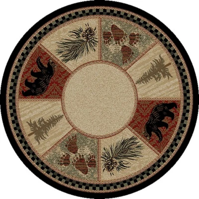 Alfombra redonda Rustic Lodge Black Bear 8', 7'10x7'10 Foto 1 de 4