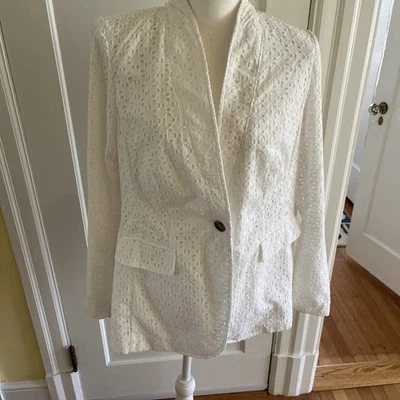 Lane Bryant Blazer Womens Size 14 White Eyelet Lace Feminine Romantic Blazer NWT - Image 1 of 4