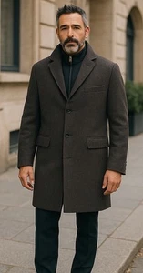 JOSEPH ABBOUD Coat Overcoat Trench Mens 44LONG Dark Gray Black Career Office - Picture 1 of 19