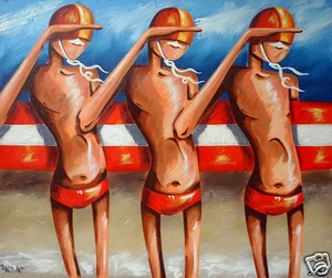 art print beach canvas 24" Abstract Australia painting by Andy Baker COA - Picture 1 of 2
