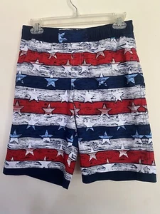 Columbia Omni-shade size large / 14 / 16 kids swim trunks red white blue flag - Picture 1 of 5