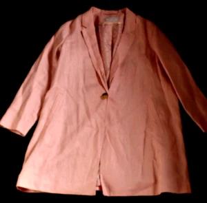 LADIES UK 20 EUR 48 CHEST 50" 127cm M&S PINK VINTAGE BLAZER STYLE JACKET COAT - Picture 1 of 3