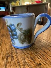 John B.Taylor Blue Grapes Green Leaves & Blue Trim Pottery Mug 3”