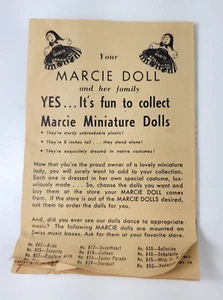 Folleto de catálogo de imágenes de muñeca miniatura vintage Marcie fotos en blanco y negro coleccionista - Imagen 1 de 9