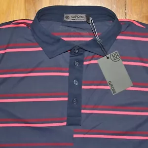G/FORE Offset Stripe Piqué Golf Polo Uomo M Crepuscolare G4MF22K124 G4 Nuova - Foto 1 di 5