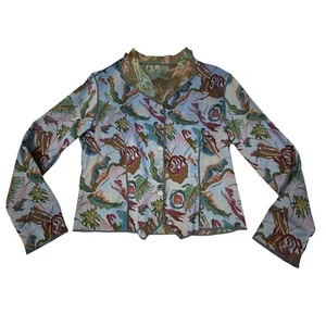 Vintage Treadle Studio Blazer Womens Medium Floral Print Art To Wear Tapestry - Picture 1 of 10