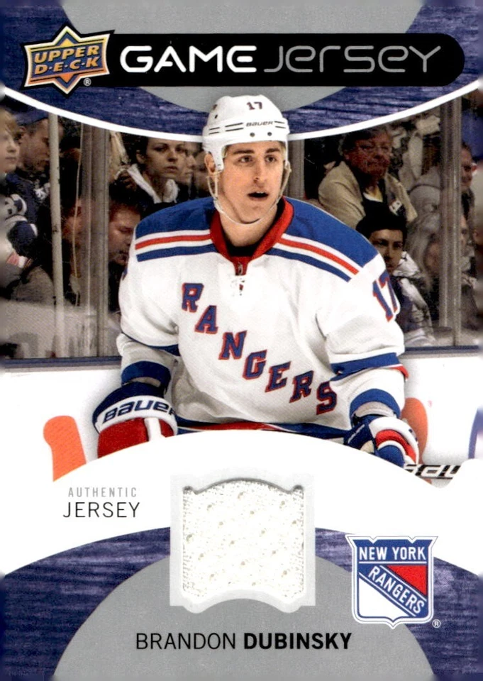 2012-13 Upper Deck Game Jersey GJ-DU Brandon Dubinsky New York Rangers - Image 1 of 2
