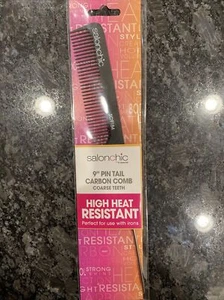 Salonchic 9 In. Pin Tail Carbon Comb Heat Resistant Hair Comb. Pintail combs - Picture 1 of 3