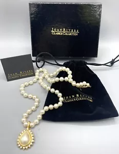 Vintage Joan Rivers Classic Collection Faux Pearl Necklace -Pearl Pendant Signed - Picture 1 of 9