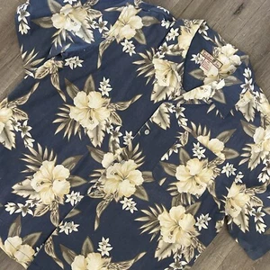 Tuckahoe Joe Hawaiihemd XXL blau geblümt 100% Seide Knopfleiste Top Zustand - Bild 1 von 6