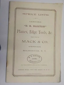 D.R. BARTON Planes, Edge Tools by MACK & Co. Reprinted 1877 Price List - Picture 1 of 11