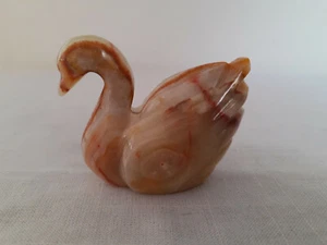 Small Onyx Swan Figurine Marble Stone Bird Sculpture Statue Ornament Figurine - Picture 1 of 7