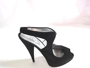 MIU MIU Black suede Open Toe Slingback Shoes High Heel Sandal  39.5 - Picture 1 of 9