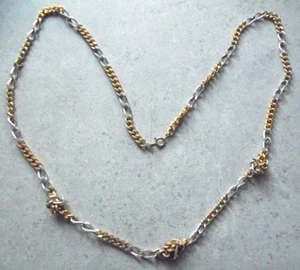Miko Halskette Schmuck goldfarbend/silberfarbend gestempelt / signiert Nr. 1355 - Bild 1 von 7