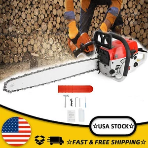 52CC 20" Upgarded Chainsaw Gasoline Powered Wood Cutting Engine Chain Saw 2.0kw - Picture 1 of 15