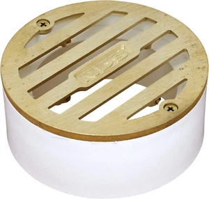 3-Inch round Grate with Collar, Connects to 2-Inch Drain Pipe, White Plastic - Picture 1 of 12