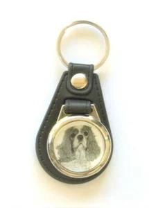 KING CHARLES SPANIEL - DOG KEYRING IN GIFT POUCH -From Drawing By Joanne T Kell - Picture 1 of 2