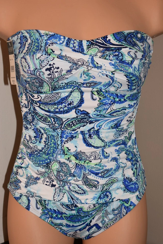 Ralph Lauren Fiesta Blue Paisley Twist Underwire One Piece Swimsuit 4 Ymy13