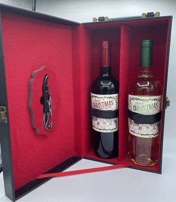 PU Leather Wine Bottle Gift Box w/ Wine Opener for Two Bottles - Image 1 of 4
