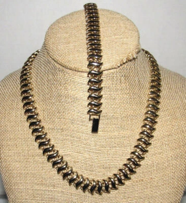 Collar gargantilla princesa hueso de pez conjunto pulsera a juego tono dorado Foto 1 de 4