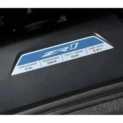 Placa de especificación del motor Chevrolet Corvette C8 ZR1 2025-2026 87818065 OEM GM Foto 1 de 2