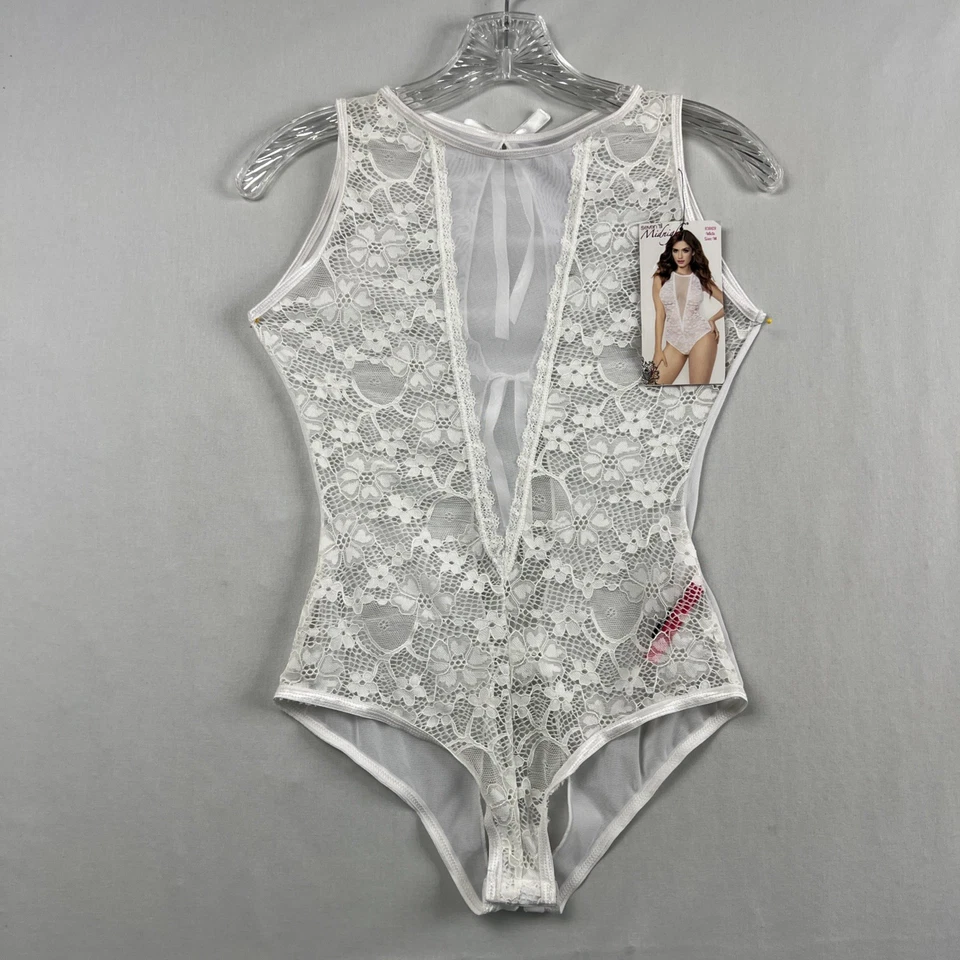 Lencería Seven Til Midnight para mujer mediana nupcial sexy encaje peluche encaje blanco Foto 1 de 4