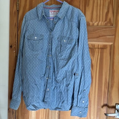 Marks And Spencer’s Indigo Long Sleeved Ladies Denim Pattern  Shirt Size 14 - Image 1 of 4