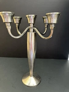 Pottery Barn 4 Arm 5 Taper Candle Candelabra Silver Plate Convertible 13” - Picture 1 of 21