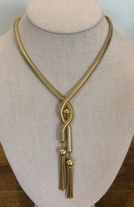 Vintage Gold Tone Thick Snake Chain With Double Tassle - Imagen 1 de 4