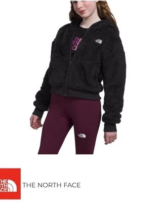 The North Face Fur Jacket Girls XL Black Polyester Long Sleeve Logo Full Zipper - Image 1 of 4