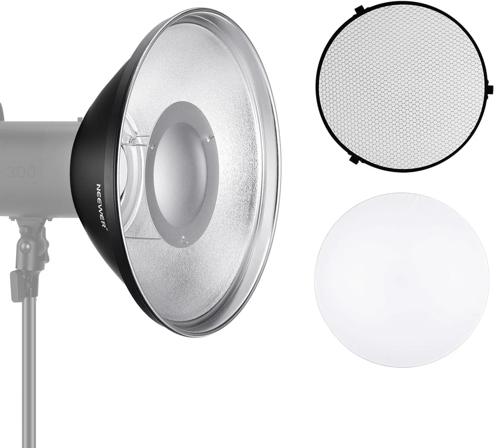 30Cm Metal Beauty Dish Bowens Mount with Diffuser Sock Honeycomb Grid for Strobe - image 1 of 4